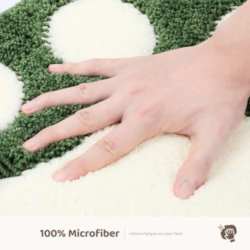 Molesun Paw Shaped Bath Mat, Cute Bathroom Rug Non-Slip, Soft Microfiber Water Absorbent Thick Shower Rug, Machine Washable Bath Rug for Bathroom Bedroom, Green, 17x23 - color: Green