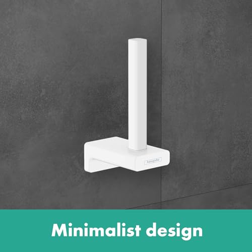 hansgrohe AddStoris Spare Roll Holder in Matte White 6-inch Accessories in Matte White, 41756700 - color: Matte White