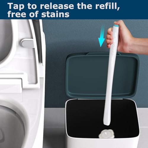 Disposable Toilet Brush: Toilet Bowl Brush and Holder Set with 40 Wand Refills, Upgraded Handle, 2X Cleaners, Toilet Cleaning System with Storage Caddy for Sink, Bathtub, Floor, Drain (Green) - style: Green