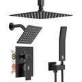 Shower Faucet Set Shower System - SR SUN RISE Matte Black Shower Trim Kit with Dual Shower Head, 10'' Ceiling Rainfall 6'' Wall Mount with Handheld Shower for Couples, Complete 6 Diverter Valve - color: Black, size: 10 Inch