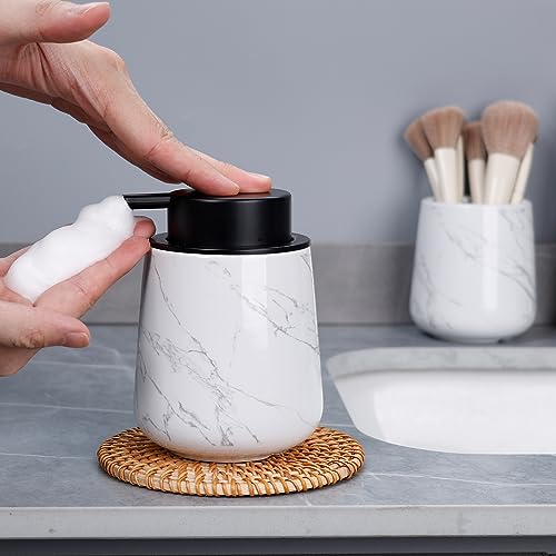 Bosilunlife Ceramic Foaming Soap Dispenser - 12Oz Bathroom Countertop Kitchen Dish Soap Pump Dispenser Foam Soap Dispenser - Marble - color: Marble