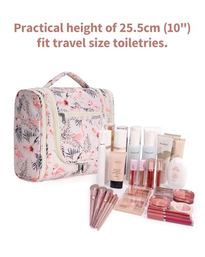 Narwey Hanging Toiletry Bag for Women Travel Makeup Bag Organizer Toiletries Bag for Cosmetics Essentials Accessories (Large, Beige Bird) - color: B-Beige Bird, size: Large