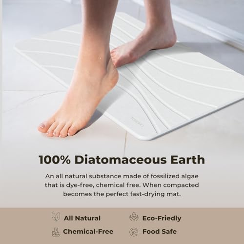 TOSORO - Stone Bath Mat Diatomaceous Earth Shower Mat Non-Slip Super Absorbent Diatomite Stone Bath Mats for Bathroom Floor Quick Drying Natural Easy to Clean (23.5 x 15) - Sandstone - color: Wave Sandstone, size: Pack of 1