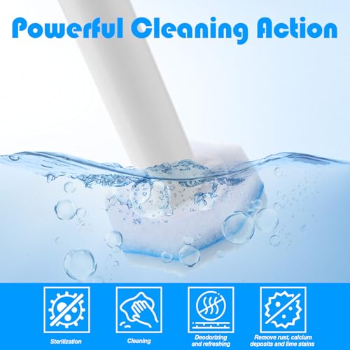 60 Counts Disposable Toilet Wand Refills Compatible with Most Bowl Brush Wand, Toilet Bowl Cleaner Refill Pads, Disposable Bathroom Toilet Brush Scrubber for Deep Cleaning Stain Removal