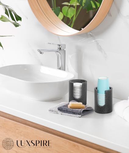 Luxspire Bathroom Cup Dispenser, 3oz Dixie Cup Dispenser, Resin Dixie Cup Holder, Disposable Paper Cup Holder for Bathroom, Cotton Pad Holder, Guest Bathroom Essentials, Gray - color: Gray, size: 3oz