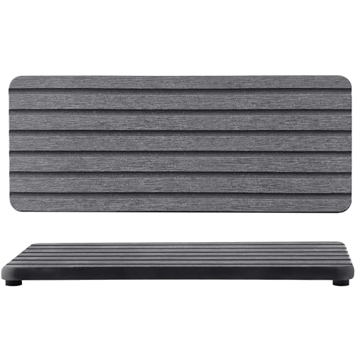 NiuYichee 2 PCS Water Absorbent diatomite Coasters, 10.2" x 4" Water Absorbing Stone Tray for Sink, Stone Drying mat for Kitchen Counter, Stone soap Tray Used for Hand Soaps & toiletries & Plants - color: Dark Grey, size: 10.3" x 4"（26 x 10cm）