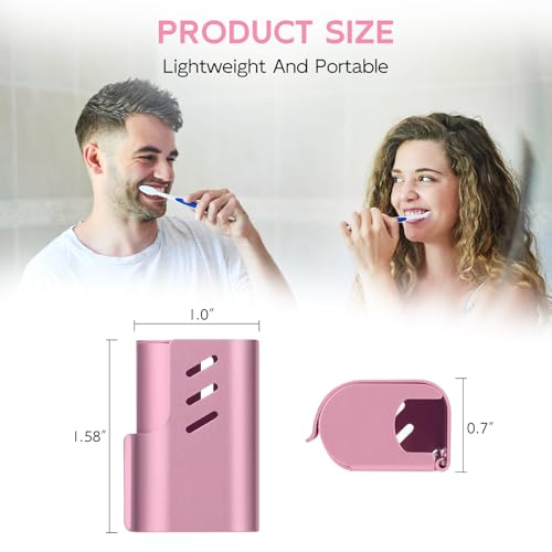2PCS Aluminum Toothbrush Head Caps, Travel Toothbrush Top Cover, Portable Protector Clip Pod Fits Most Manual and Electric Toothbrush Heads for Household Traveling, Camping, School, Business - Pink - color: Pink-2pcs