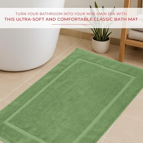 RIVERSIDE Bath Mat Set of 2 - Green Bath Mats 21x34 Inches, Not a Bathroom Rug, 100% Ring Spun Cotton, Super Soft & Highly Absorbent Bathroom Floor Mats - color: Green, size: Bath Mat (PK 2)
