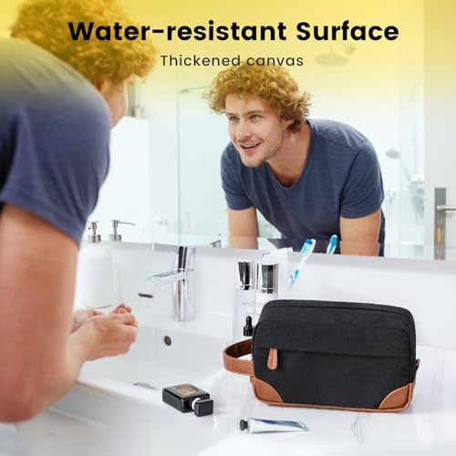 Vorspack Travel Toiletry Bag - Hanging Toiletry Bag for Men Water Resistant Canvas Shaving Bag with Large Capacity for Travel - Black (Pack of 2) - color: Black, size: Medium (Pack of 2)