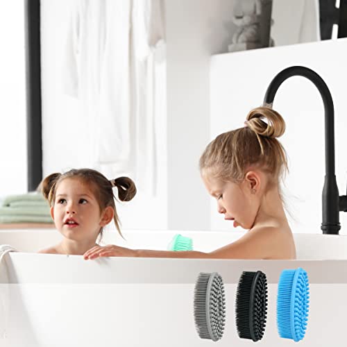Silicone Body Scrubber Loofah - Set of 3 Soft Exfoliating Body Bath Shower Scrubber Loofah Brush for Sensitive Kids Women Men All Kinds of Skin(Black/Gray/Blue) - size: Colors: Black, Gray, Blue