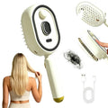 New Electric Mist Air Cushion Massage Brush, 5-in-1 Anti-Tangle Hair Comb for Dry Frizzy Hair, Self-Cleaning Shine Boost Hair Care Brush for Ladies (Beige) - color: beige-