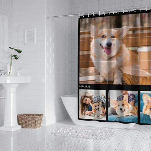 Personalized Shower Curtain Set Custom Photo Shower Curtains Modern Minimalist Home Bathroom Curtain Decor with 12 Hooks 72 Inch Wide * 84 Inch High - color: 4 Photo-2, size: 72"W x 84"L (Pack of 1)