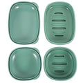 NUOBESTY Portable Waterproof Soap Dish with Lid 2pcs Set (Green Square Green Rectangle) Household Soap Case for Travel and Bathroom with Drainage for Home Use
