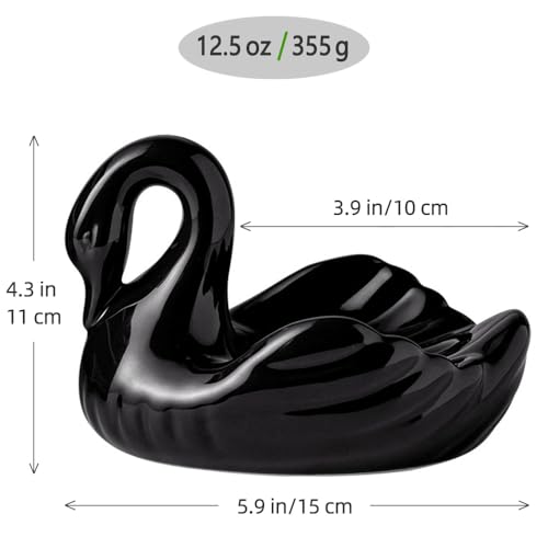 Draining Soap Dish, Elegant Swan Shape, Fluted Design, Cute Ceramic Tray(Black) - color: Black