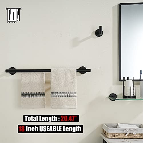 JQK Black Double Towel Bar, 20.5 Inch 304 Stainless Steel Thicken 0.8mm Towel Rack Bathroom, Towel Holder Matte Black Wall Mount, Useable Length 18 Inch 2 Pack, TB100L18-PB-P2 - color: Matte Black, size: 20.5 Inch (2 Pack)
