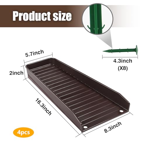 Rain-Gutter Downspout Splash Block - Gutter Downspout Extensions for Rainwater Drainage, Lader Downwards Design, 16" Fixable Downspout Extender with 8 Fixing PP Nails (4, Brown) - color: Brown, size: 4Pack