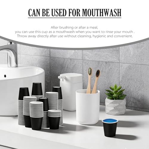3oz Bathroom Cups, 300 Pack Mouthwash Cups, Black Small Paper Cups | 3 oz Bathroom Cups, Disposable Bathroom Cups, Paper Espresso Cups for Bathroom, Birthday Party, Picnic and BBQ - color: Black, size: 300 Count