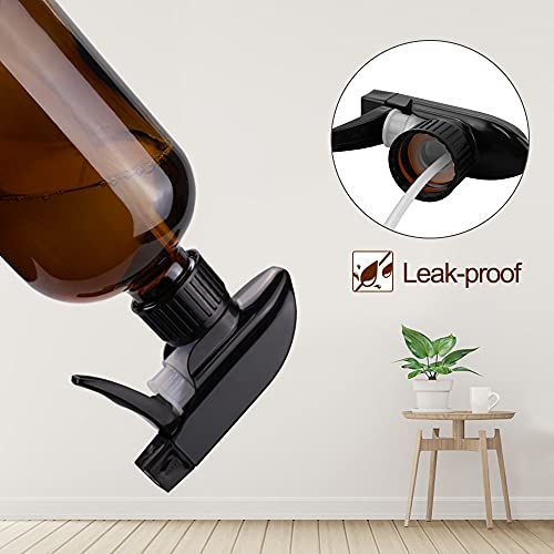 Worldgsb Glass Spray Bottles, 16oz*2+4oz*2+2oz*4 Refillable Containers, Empty Boston Round Bottles with Adjustable Nozzle for Cleaning, Gardening, Aromatherapy, Pets, Plant, Hair -Amber - color: Amber