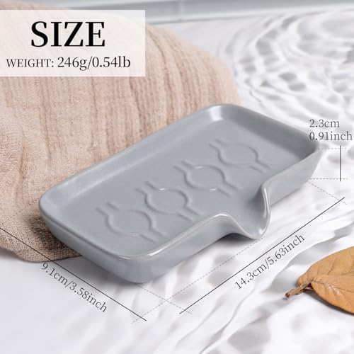 Soap Dish, Ceramic Bar Soap Holder with Self Draining Design, Gray Soap Dish with Drainage for Bathroom Sink, Shower, or Kitchen Countertop – ANTIS'S HOME