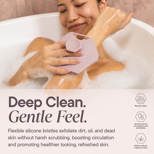 TOOLETRIES Silicone Body Scrubber 2.0, Loofah Alternative - Blossom | Gentle exfoliating shower scrubber that's quick drying, hygienic and longer lasting than traditional loofahs. - color: Blossom