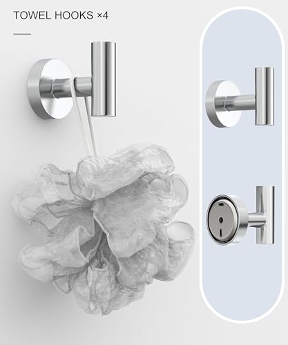 12 Pcs Chrome Bathroom Accessories Set, HOMEMYSTIQUE SUS304 Stainless Steel Bathroom Hardware Set, Bath Towel Bar Set, Toilet Paper Holders, Towel Rings Racks, Robe Towel Hooks - color: Chrome, size: 12 Pieces
