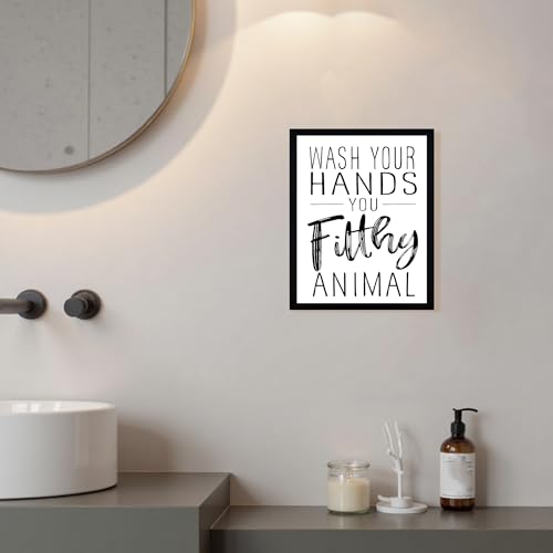 Urmoya Funny Quote Sign Black and White Bathroom Decor Wall Art 8x10 in | Wood frame, Rustic sign decoration art prints, Minimalist wall art, Ready to hang, for bathroom toilet kitchen restroom - color: Letter, size: 10"L x 8"W