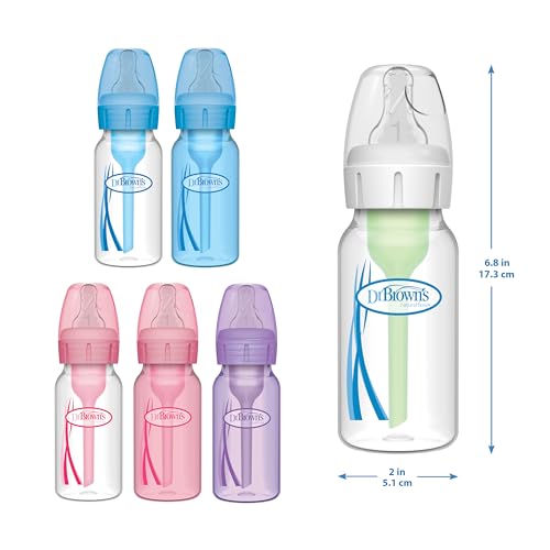 Dr. Brown's Anti-Colic Options+ Narrow Breast to Bottle Pump and Store Feeding Set with Slow Flow Nipples, Baby Bottle Travel Caps and 100% Silicone HappyPaci One-Piece Pacifier - color: Clear