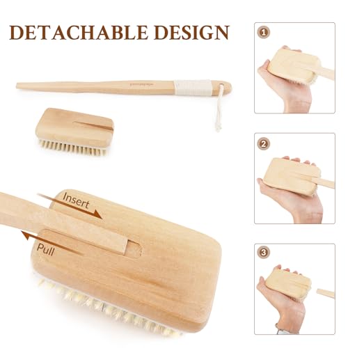 Body Brush, Detachable Long-Handle Bath Brush, Efficient Exfoliating Massage, Unisex Cleansing Brush, Square Brush Head, 2 Pack - size: Rectangular - Detachable