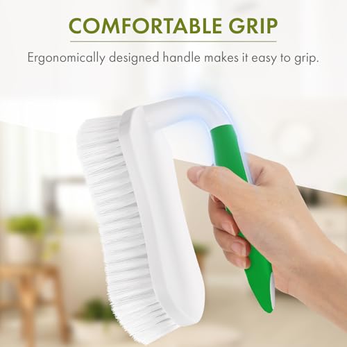 Amazer Scrub Brush for Cleaning Comfort Grip Shower Scrubber Flexible Stiff Bristles with Handle Heavy Duty Cleaner Brush for Tub Sink Carpet Floor - Pack of 2 (Blue+Green) - color: Blue+green