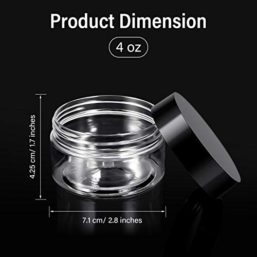Patelai 4 Pieces Round Wide-mouth Leak Proof Plastic Container Jars with Lids for Travel Storage Makeup Beauty Products Face Creams Oils Salves Ointments DIY Making(4 Ounce,Black) - color: Black, size: 4 Ounce