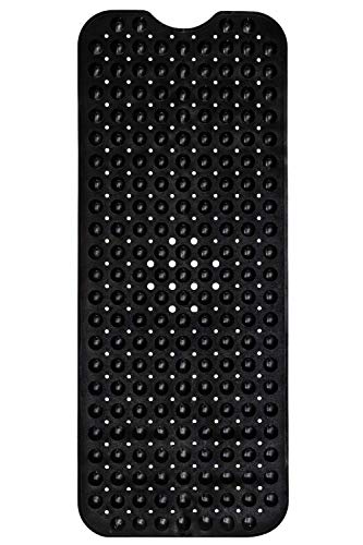 ENKOSI Bath Mat – 40 x 16 Inch Extra Long Non Slip Bathtub Mat – Anti Slip Black Shower Mat with Suction Cups – Bathroom Mat for Tub and Smooth Shower Floors (Black 40x16) - color: Black