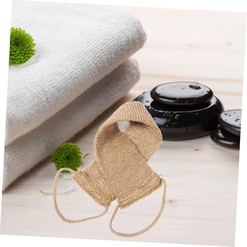 Ipetboom 2pcs Natural Sisal Back Scrubber and Bath Rub Glove Set Exfoliating Mitt for Shower and Bath Deep Cleaning Glove and Strap
