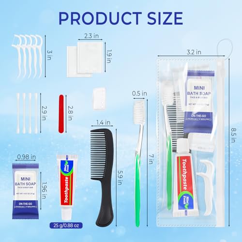 50 Sets Personal Hygiene Kit Bulk,9-in-1 Green Disposable Toothbrushes with Toothpaste Floss Comb Soap Cover and Hotel Vanity Set Basic Travel Toiletry Supplies for Homeless,Travel,Guests - size: 1 Count (Pack of 50)