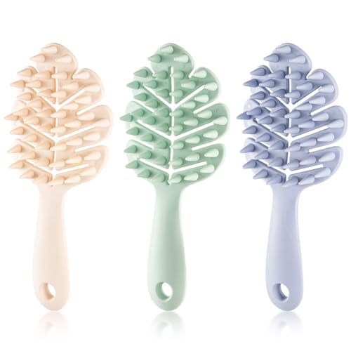 3PCS Hair Scalp Massager Shampoo Brush - Scalp Care Comb with Handle and Soft Silicone Bristles - for Wet and Dry Hair, Removes Dandruff,Relieves Itching