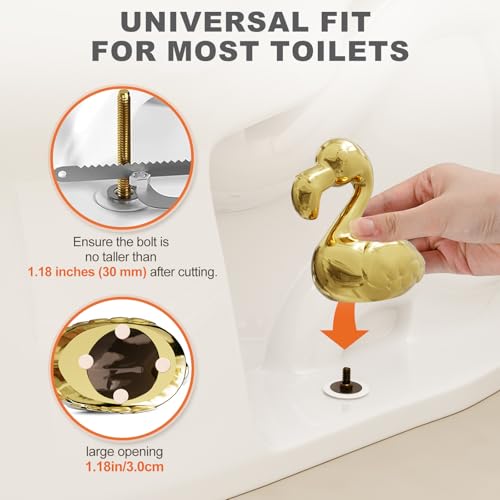 Ceramic Flamingo Toilet Bolt Covers Decorative, Gold Bathroom Decor, 2 Pack | Bolt Hole 1.18'', Covers Ugly Toilet Bolts, Bathroom Screw Covers, Gifts for Women - style: Gold Flamingo
