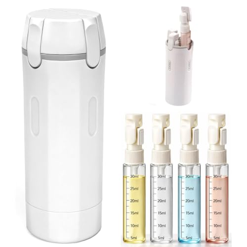 4 in 1 Travel Dispenser Bottle,Leak Proof Refillable Bottles Store Shampoo, Lotion and More,Transparent with Scale, Easy Squeeze Use, Lightweight & Portable Perfect for Travel,Gym,Camping (White) - color: White