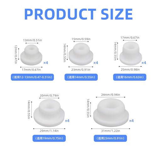 20pcs Bathtub Jet Covers, 5 Sizes Silicone Jet Tub Plugs Waterproof White Hole Cover Caps Bath Tub Inserts Reusable & Heat-Resistant