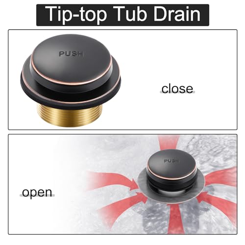 Oil Rubbed Bronze Bathtub Drain Tip-Toe Tub Trim Set with Two-Hole Overflow Faceplate Bathroom Tub Drains Replacement Conversion Kit - color: Oil Rubbed Bronze