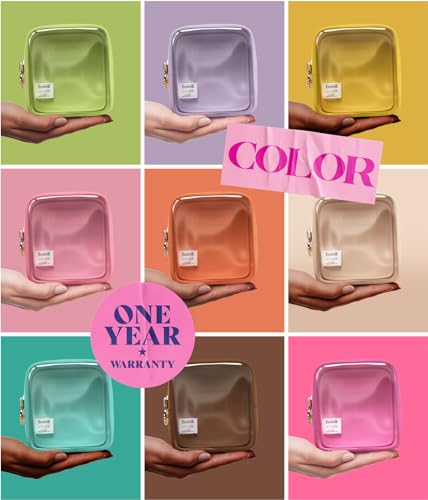 Embla Clear Cosmetic Bag Makeup Case, Clear Zipper Make Up Pouch and Toiletry Travel Tote, Cute Skincare Pouches for Women Girls, Preppy Purse Cosmetic Organizer, Mini Makeup Bags, Chocolate | Small Brown Clear Nylon/PVC Cosmetic Bag with Zipper, Waterpro