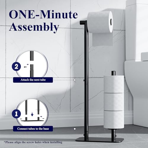 Kitsure Toilet Paper Holder Free Standing - Large Capacity Toilet Paper Holder for 4 Rolls, Rustproof Toilet Paper Stand with Non-Slip Stable Base, Black, Medium - color: Black, size: Medium - 1 Pack