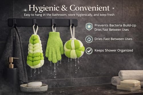 Ja'Kdrs Loofah and Exfoliating Glove Set, 2 Piece Bath Sponge Set (Lime Green & White) - color: Lime Green & White