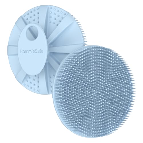 1 Pack Soft Silicone Shower Brush, Body Exfoliating Skin Massage Scrubber | Body Wash Bath Dry Skin Brushing Glove Loofah, Fit for Sensitive and All Kinds of Skin(Sky Blue) - color: Sky Blue