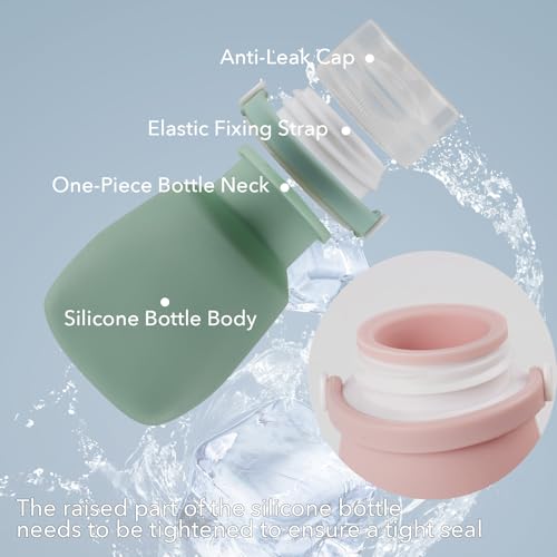 1oz Silicone Travel Bottles for Toiletries (4-Pack), TSA Approved Leakproof Toiletry Bottles with Locking Lid, Refillable Travel Size Containers for Shampoo, Body Wash, Camping & Trips (WH,GN,PNK) - color: WH,GN,PNK