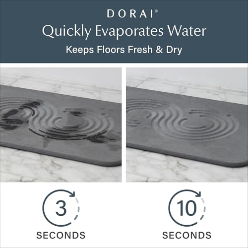 Dorai Home Stone Bath Mat Set - Premium Diatomaceous Earth Bath Floor Mats with Non-Slip Base, Fast-Drying Modern Shower Mat for Bathroom | Zen Slate, 2 Pack - 23.6"x15.4" - color: Zen Slate, size: 2 Pack