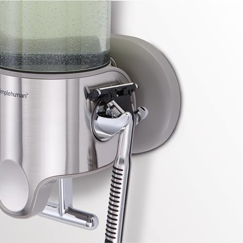 simplehuman Double Wall Mount Shower Pump, 2 x 15 fl. oz. Shampoo and Soap Dispensers, Stainless Steel (Pack of 6) - size: Double (Pack of 6)