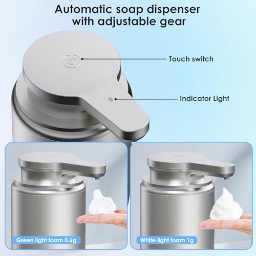 Automatic Soap Dispenser Touchless Foaming: Soap Dispenser Rechargeable for Bathroom - color: Silver1