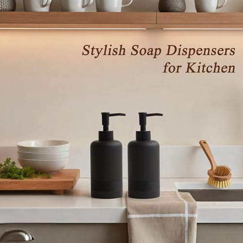 YMXYJM 2pcs/Set Hand Soap Dispenser Sets - 10.8oz Refillable Resin Liquid Soap Dispensers with Rust-Proof Pump for Bathroom Countertop or Kitchen, Classic Black - color: Black