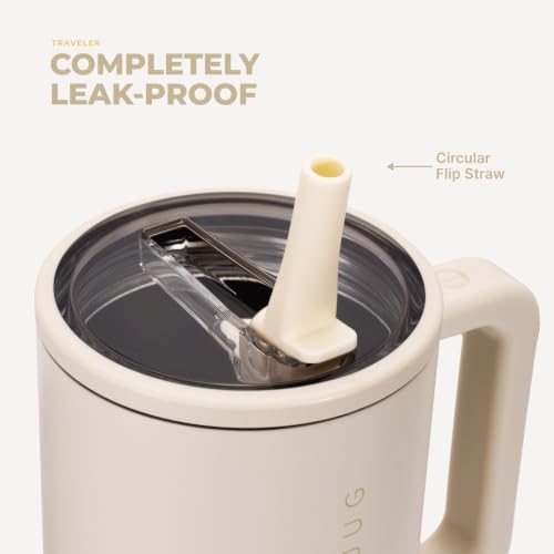 HydroJug Traveler 40oz, Insulated Tumbler with Handle & Straw, Cream - color: Cream, size: 40 Ounces