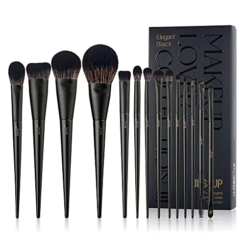 Makeup Brushes Set Jessup Make up Brushes 14Pcs Black Kabuki Foundation Eyeshadow Contour Concealer Powder Eyeliner Crease Eyebrow Blending Brush, T336 - color: B-Matte Black-14pcs, size: Full Brush Set