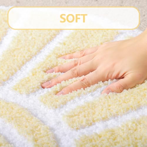 TRUEDAYS Bath Rug Beige Sun Bath Mat, Half Circle Cute Boho Bathroom Rugs Soft and Fluffy, Water Absorbent Bath Rug Machine Washable Bathroom Mat - color: Beige